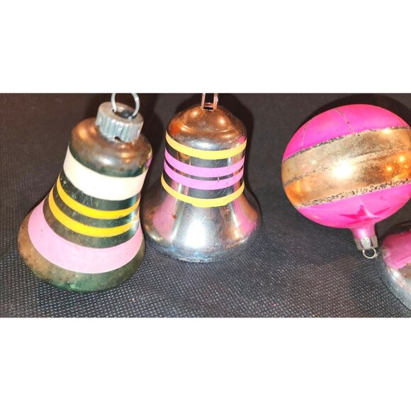 Vintage Hand-Painted Glass Bell Christmas Ornaments Set - Picture 2 of 10